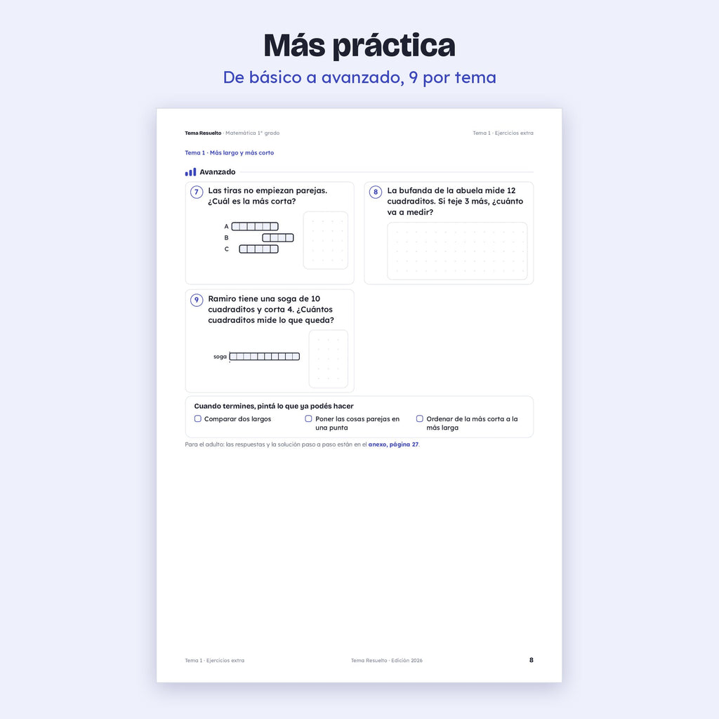 1er grado · Unidad 6: Ejercicios extra