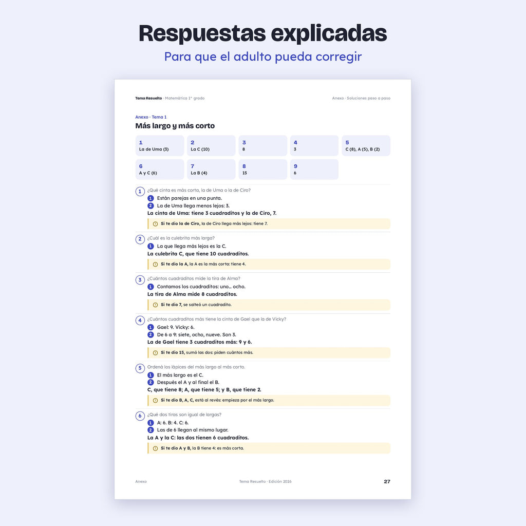 1er grado · Unidad 6: Ejercicios extra
