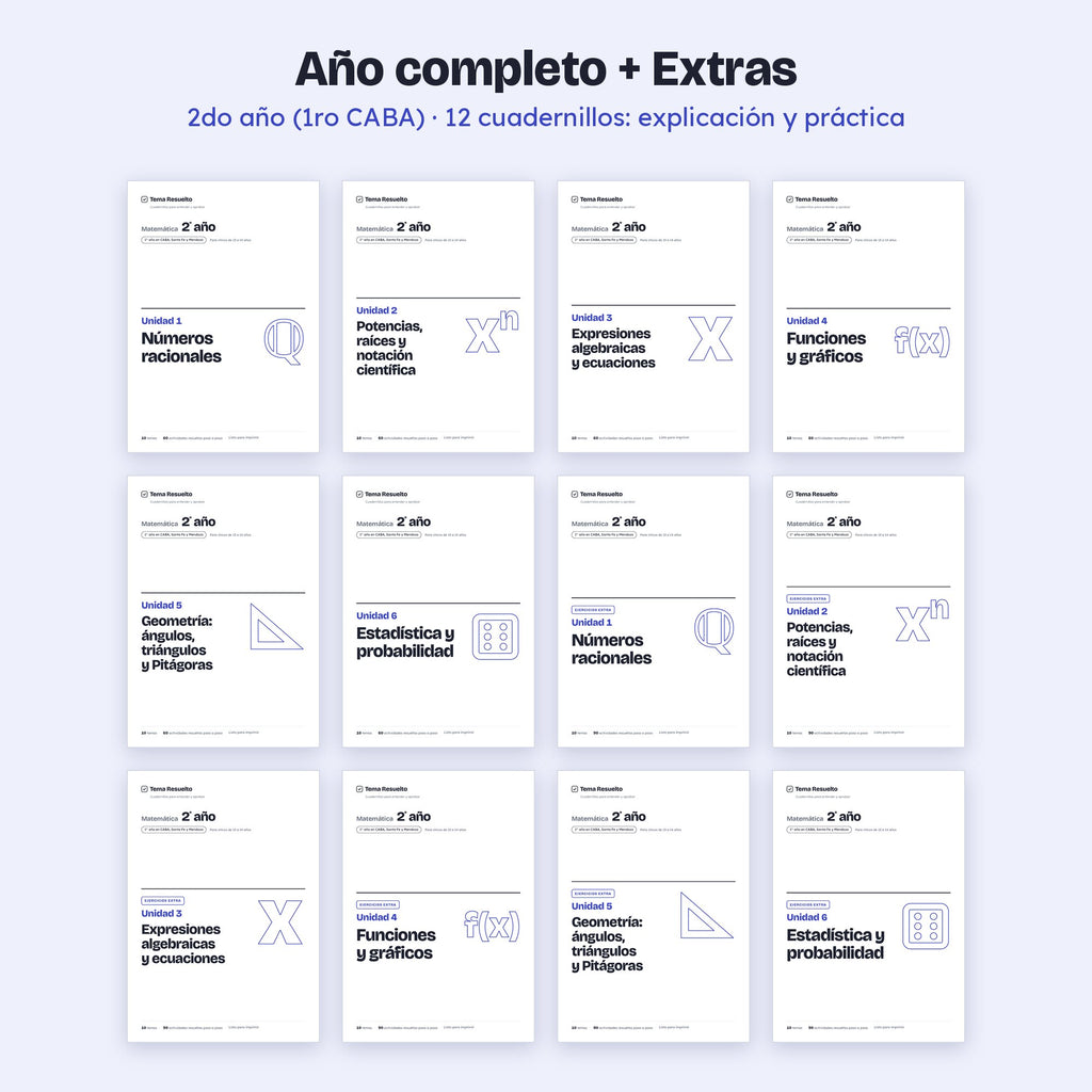 2do año (1ro CABA) · Año completo + Extras – Portadas de los cuadernillos