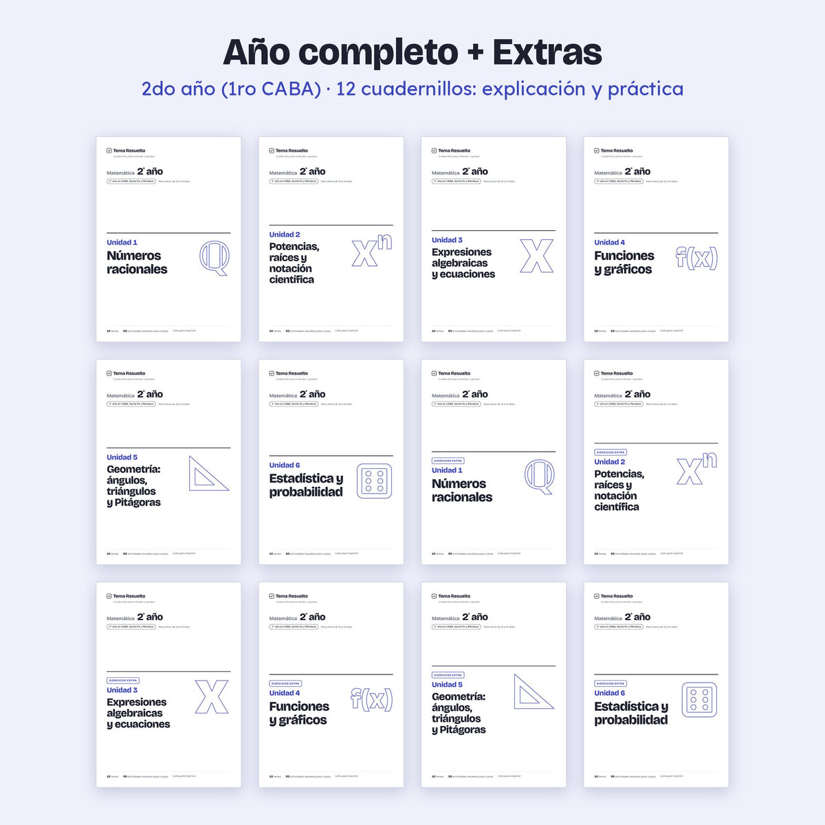 2do año (1ro CABA) · Año completo + Extras – Portadas de los cuadernillos