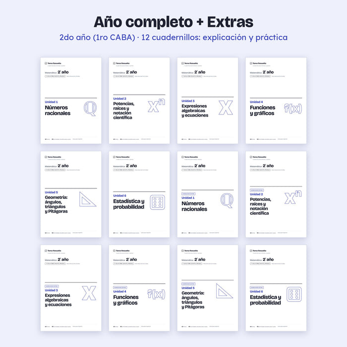 2do año (1ro CABA) · Año completo + Extras – Portadas de los cuadernillos