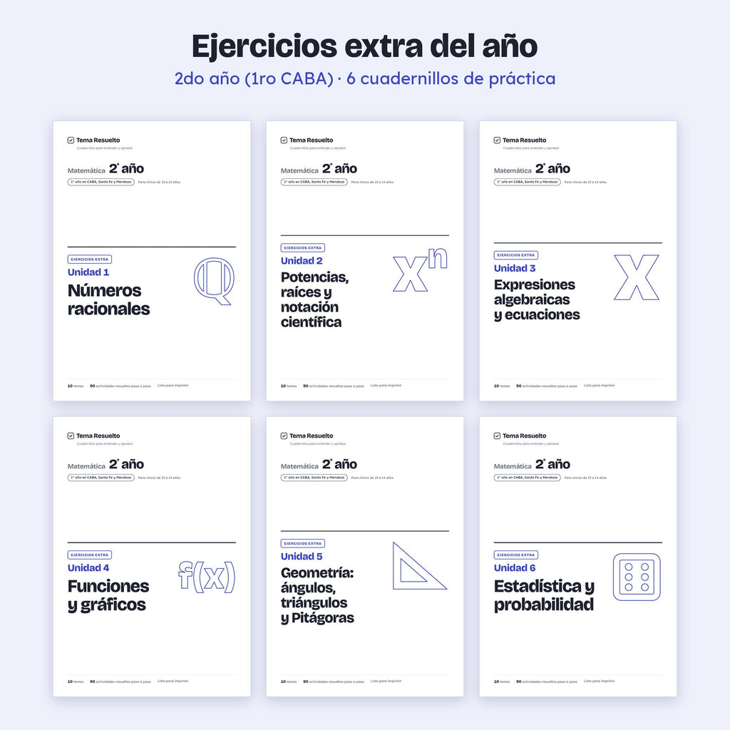 2do año (1ro CABA) · Ejercicios extra del año – Portadas de los cuadernillos