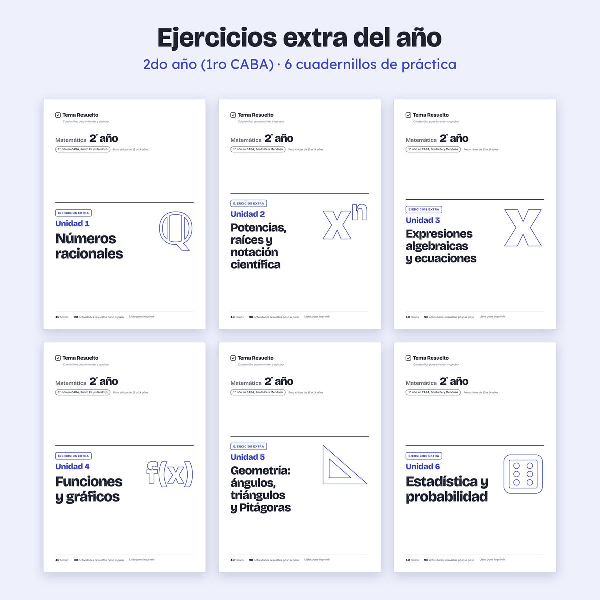 2do año (1ro CABA) · Ejercicios extra del año – Portadas de los cuadernillos