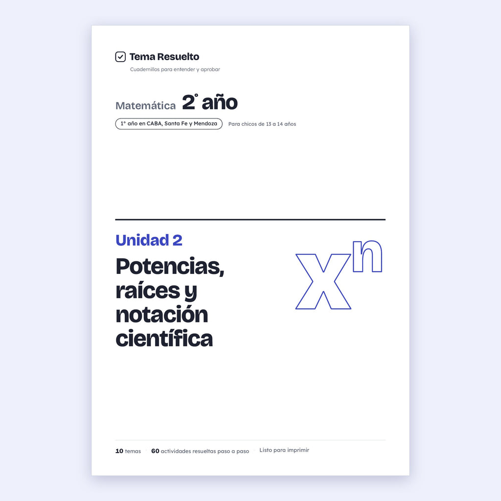 2do año (1ro CABA) · Unidad 2: Potencias y raíces – Portada