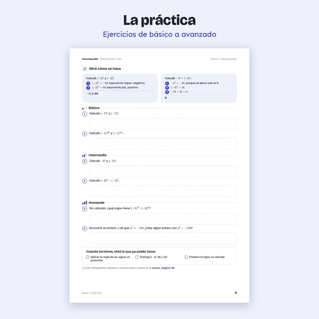 2do año (1ro CABA) · Unidad 2: Potencias y raíces – Ejercicios de práctica