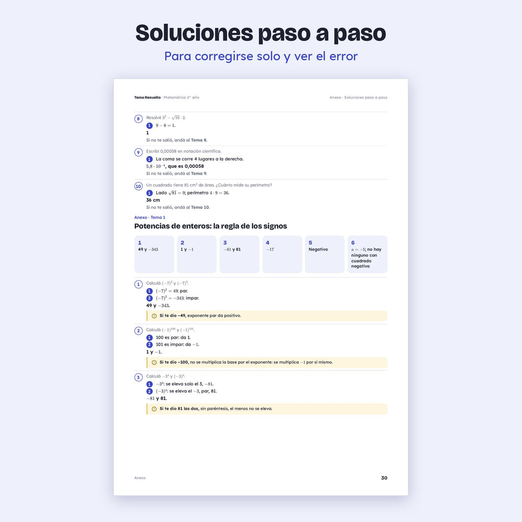 2do año (1ro CABA) · Unidad 2: Potencias y raíces – Soluciones paso a paso