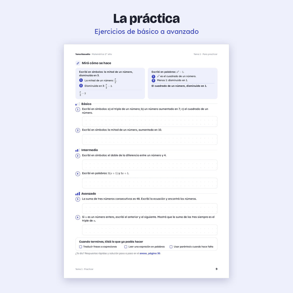 2do año (1ro CABA) · Unidad 3: Ecuaciones – Ejercicios de práctica
