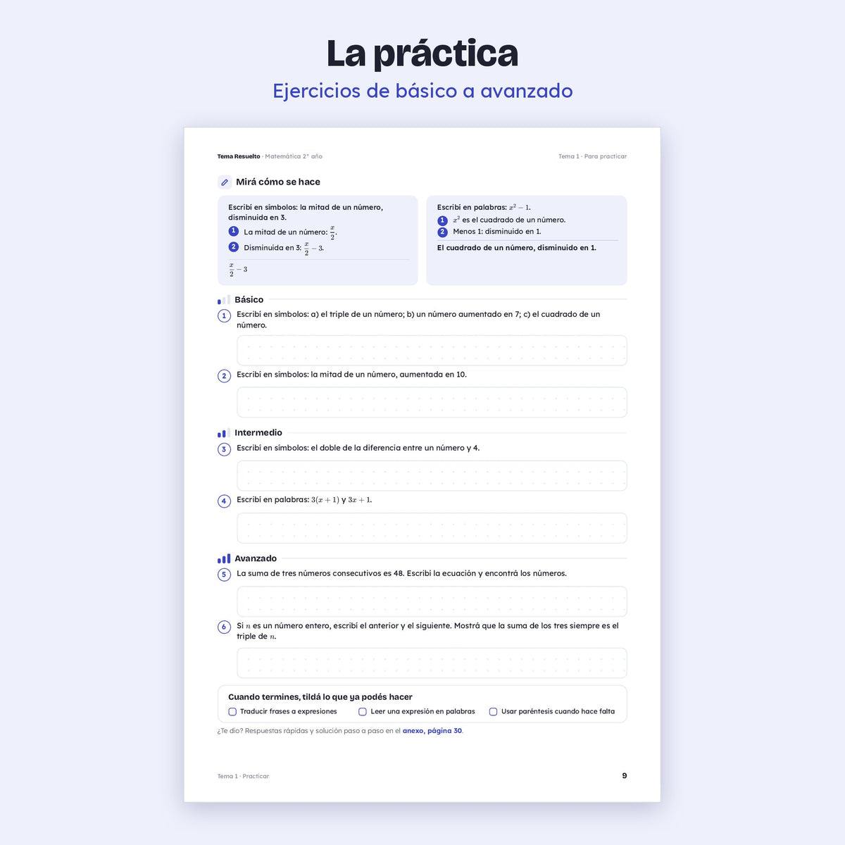 2do año (1ro CABA) · Unidad 3: Ecuaciones – Ejercicios de práctica