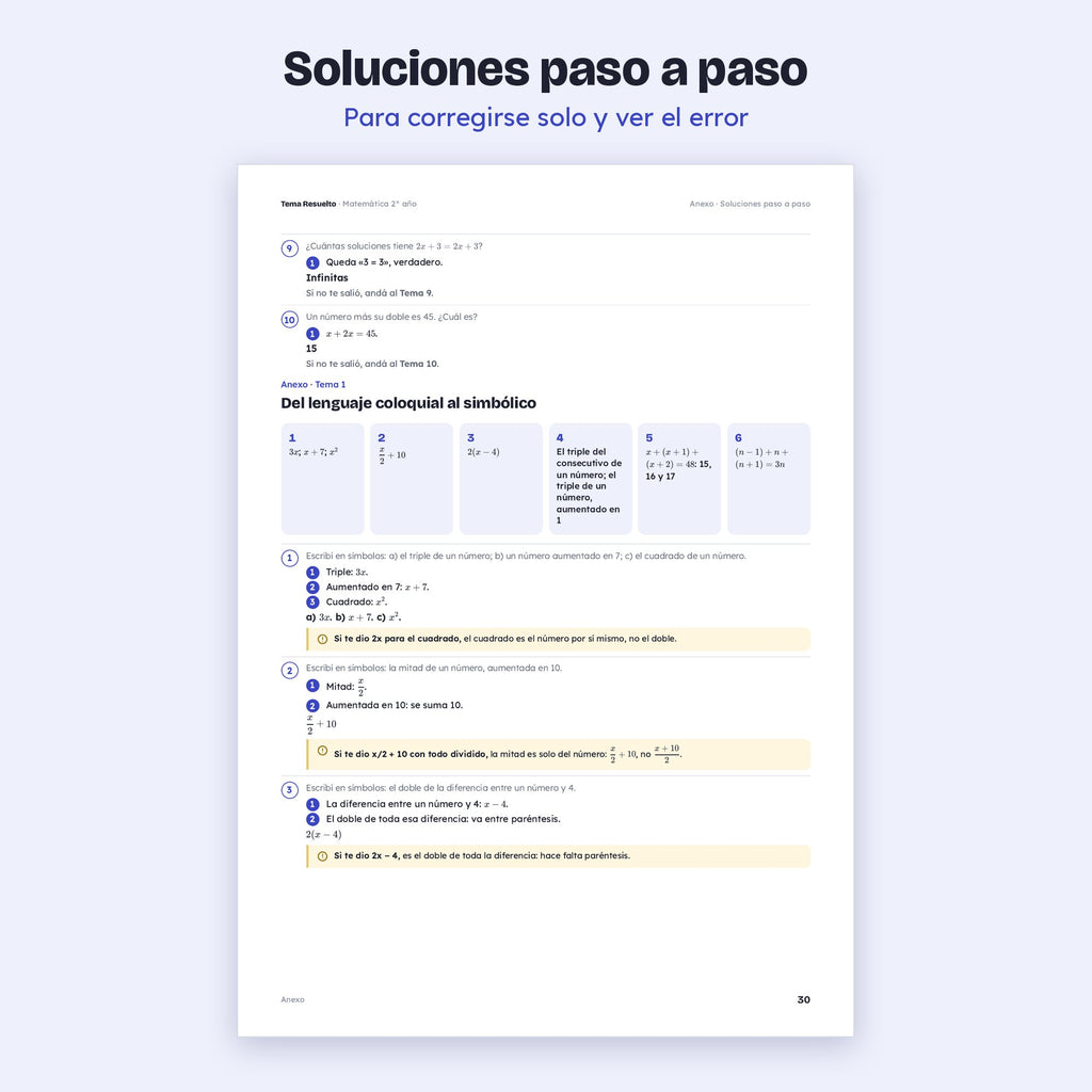 2do año (1ro CABA) · Unidad 3: Ecuaciones – Soluciones paso a paso