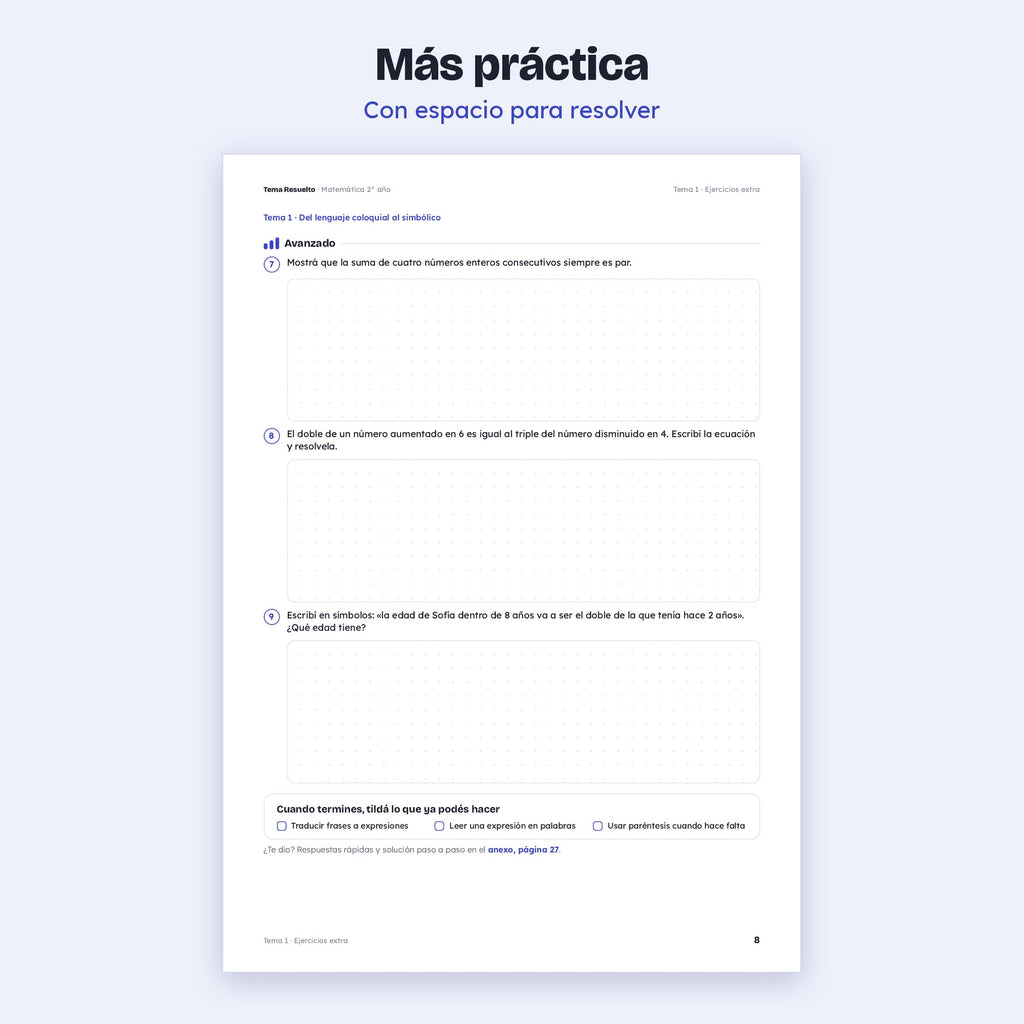 2do año (1ro CABA) · Unidad 3: Ejercicios extra – Más ejercicios de práctica