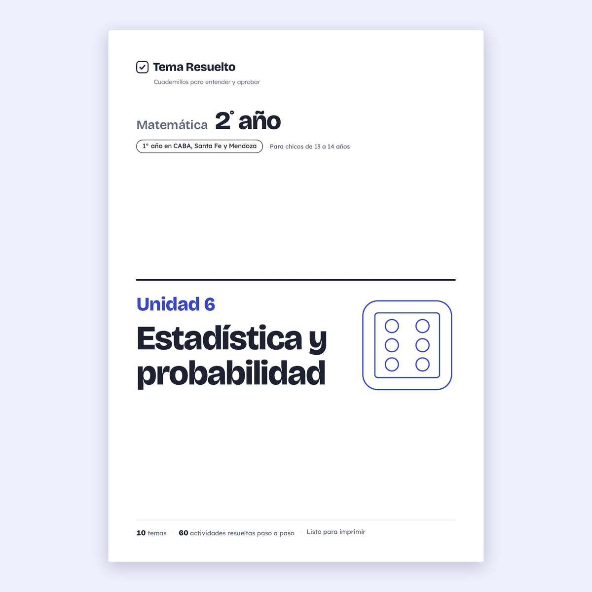 2do año (1ro CABA) · Unidad 6: Estadística y probabilidad – Portada