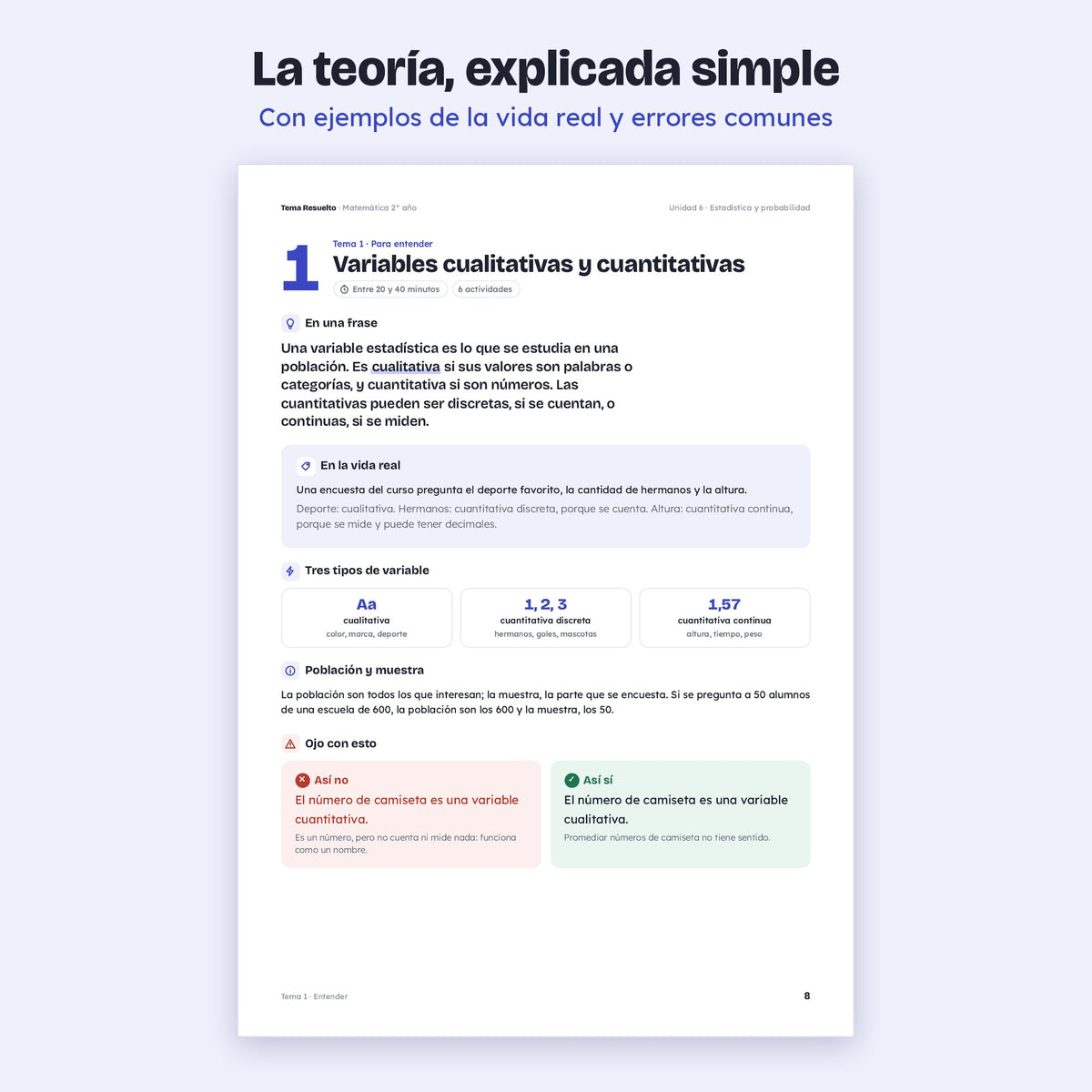 2do año (1ro CABA) · Unidad 6: Estadística y probabilidad – Teoría explicada paso a paso