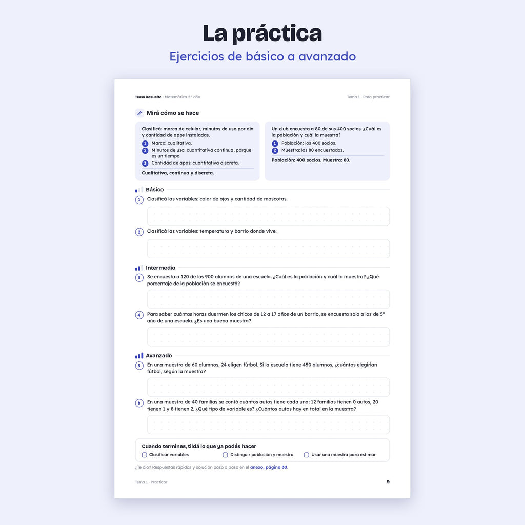 2do año (1ro CABA) · Unidad 6: Estadística y probabilidad – Ejercicios de práctica