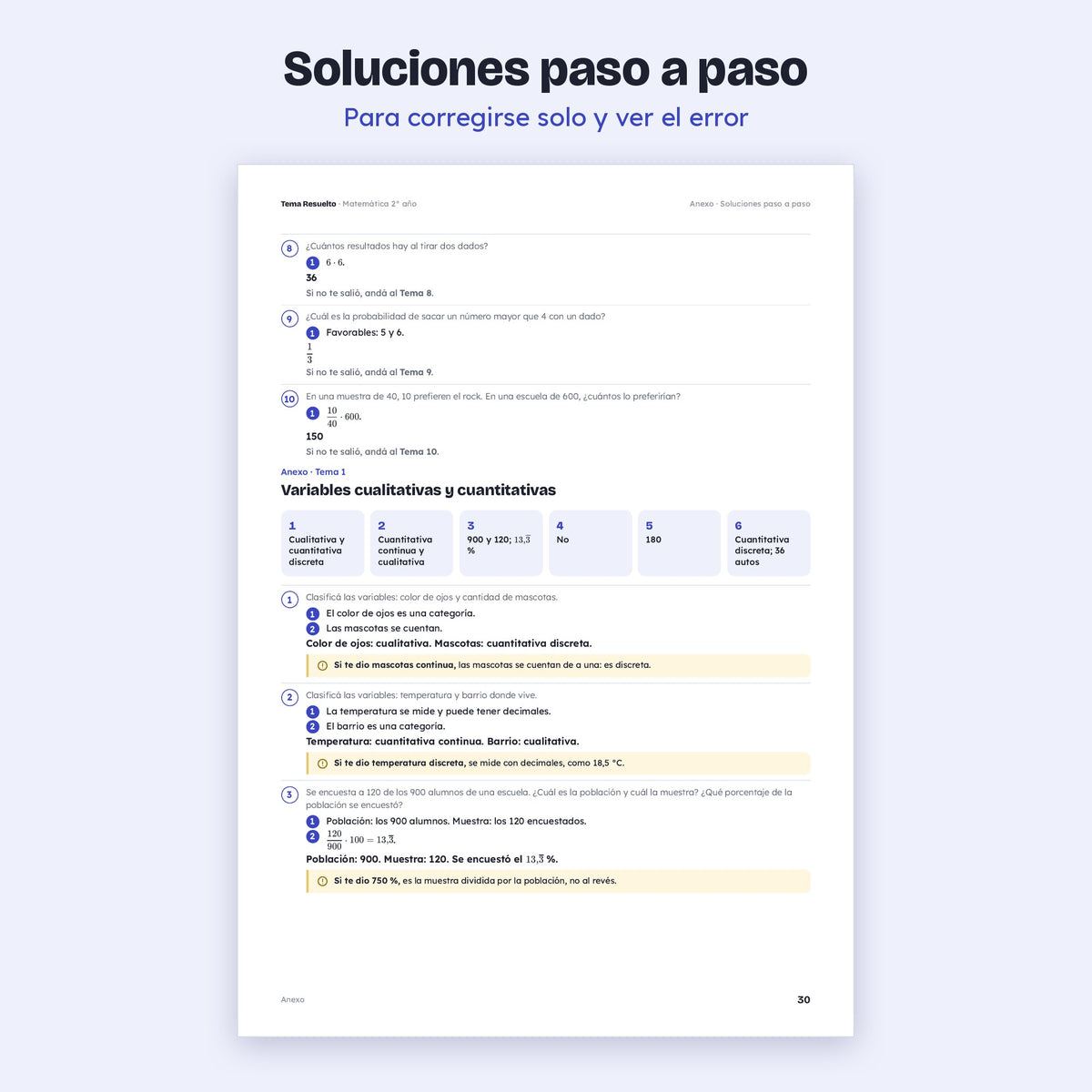 2do año (1ro CABA) · Unidad 6: Estadística y probabilidad – Soluciones paso a paso