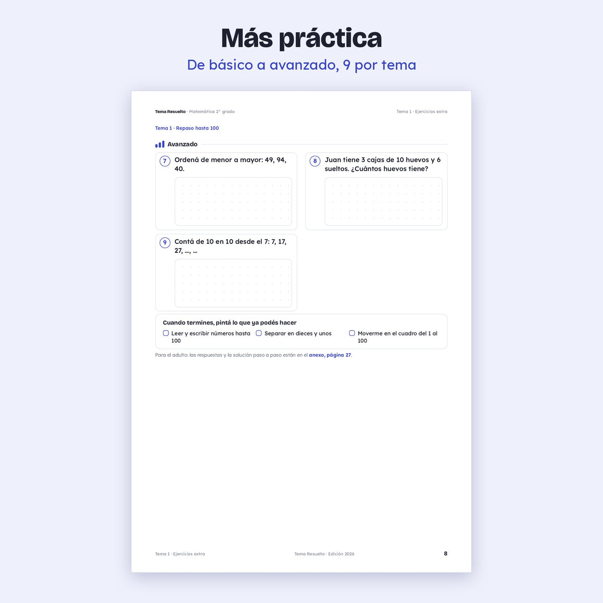 2do grado · Unidad 1: Ejercicios extra