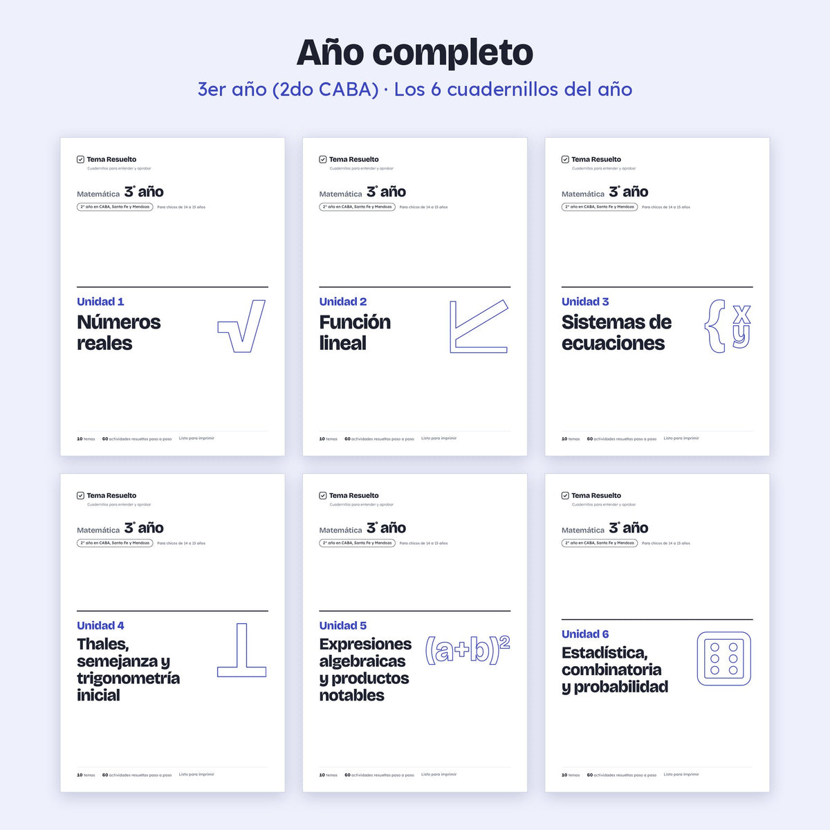 3er año (2do CABA) · Año completo – Portadas de los cuadernillos