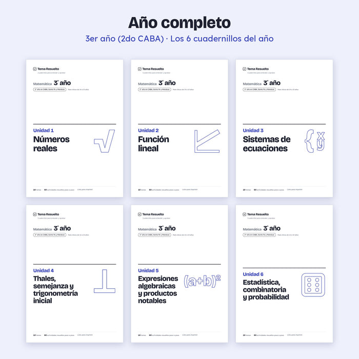 3er año (2do CABA) · Año completo – Portadas de los cuadernillos