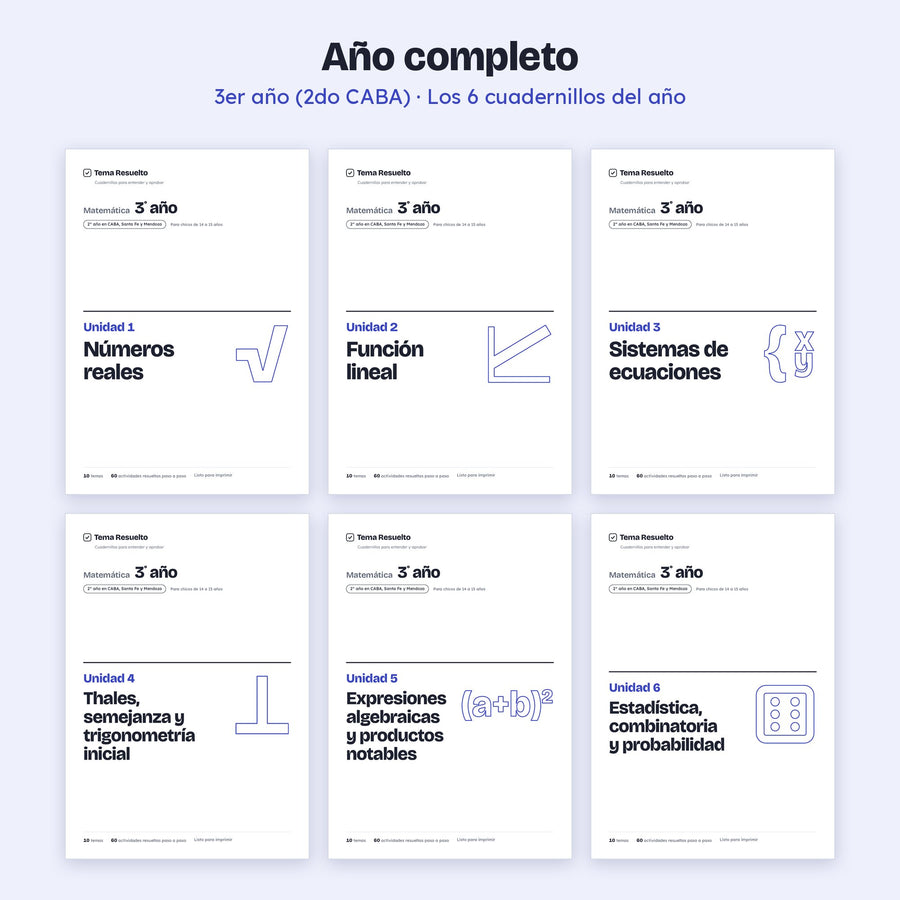 3er año (2do CABA) · Año completo – Portadas de los cuadernillos