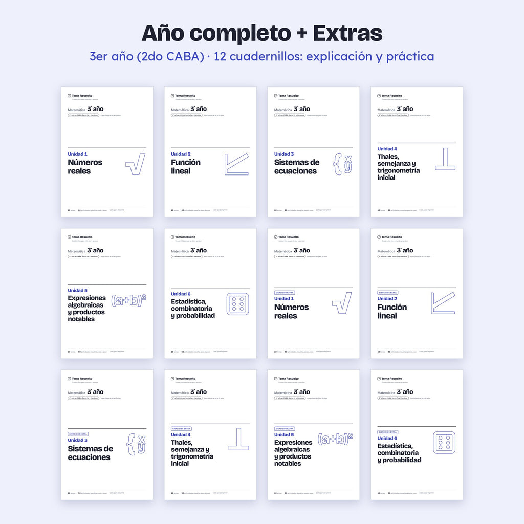 3er año (2do CABA) · Año completo + Extras – Portadas de los cuadernillos