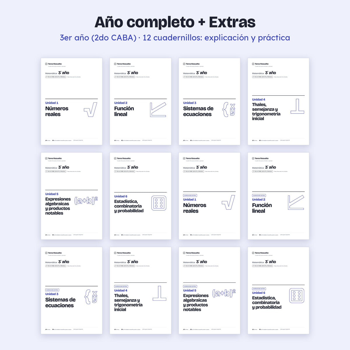 3er año (2do CABA) · Año completo + Extras – Portadas de los cuadernillos
