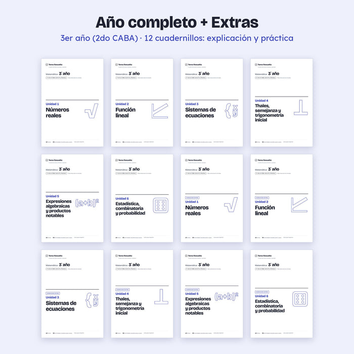 3er año (2do CABA) · Año completo + Extras – Portadas de los cuadernillos