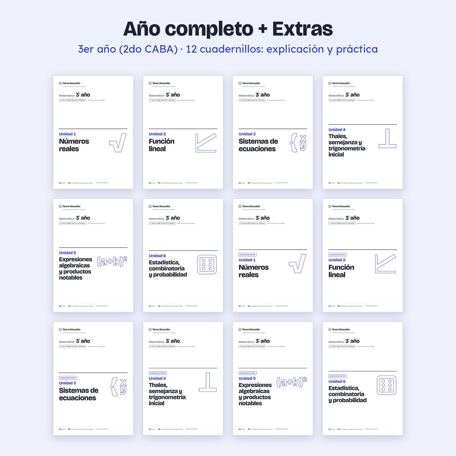 3er año (2do CABA) · Año completo + Extras – Portadas de los cuadernillos
