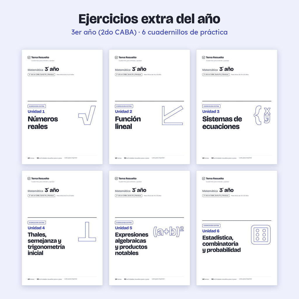 3er año (2do CABA) · Ejercicios extra del año – Portadas de los cuadernillos