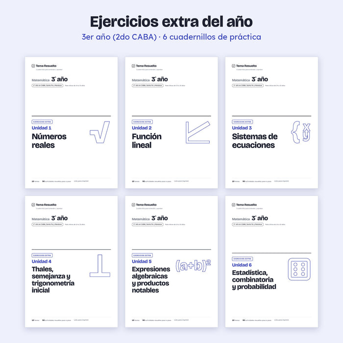 3er año (2do CABA) · Ejercicios extra del año – Portadas de los cuadernillos