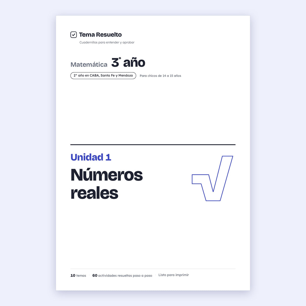 3er año (2do CABA) · Unidad 1: Números reales – Portada