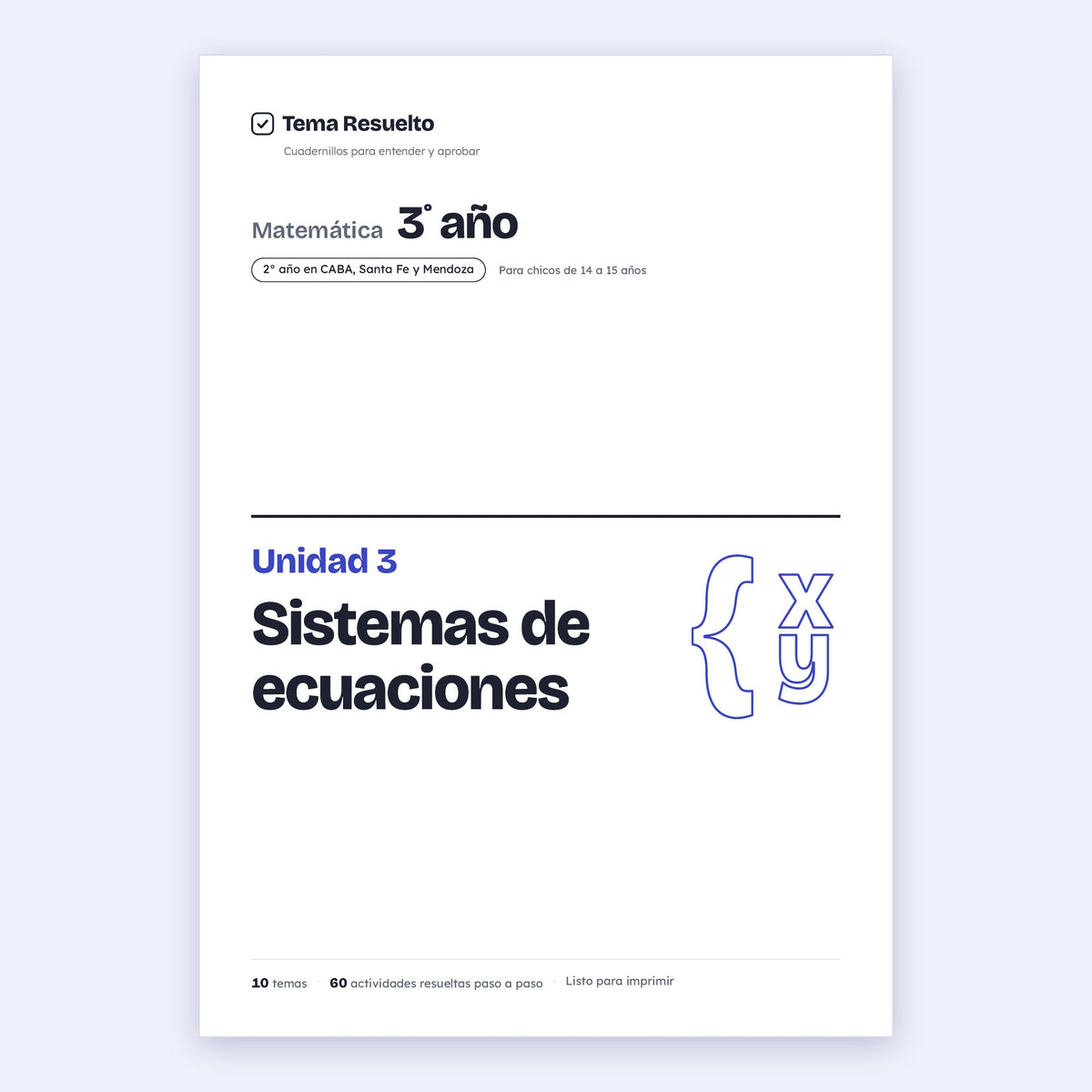 3er año (2do CABA) · Unidad 3: Sistemas de ecuaciones – Portada