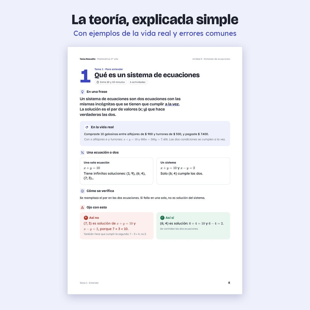 3er año (2do CABA) · Unidad 3: Sistemas de ecuaciones – Teoría explicada paso a paso