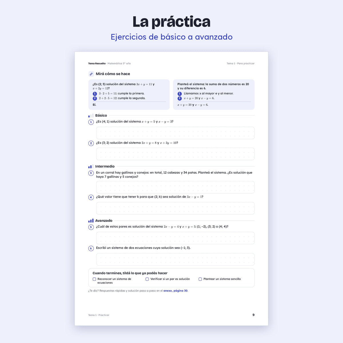 3er año (2do CABA) · Unidad 3: Sistemas de ecuaciones – Ejercicios de práctica