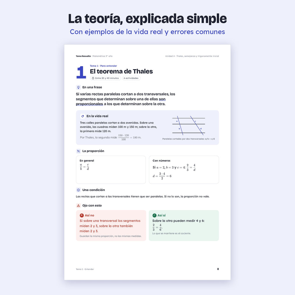 3er año (2do CABA) · Unidad 4: Semejanza y Thales – Teoría explicada paso a paso