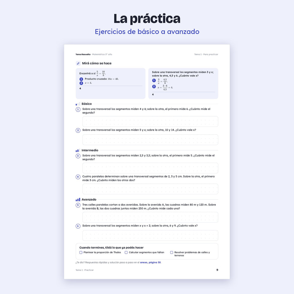3er año (2do CABA) · Unidad 4: Semejanza y Thales – Ejercicios de práctica