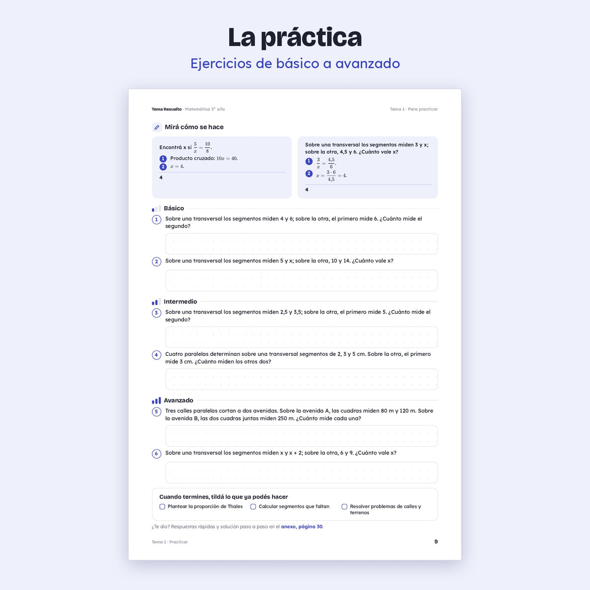 3er año (2do CABA) · Unidad 4: Semejanza y Thales – Ejercicios de práctica