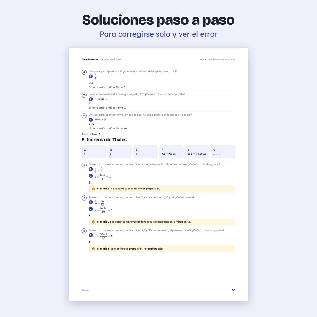 3er año (2do CABA) · Unidad 4: Semejanza y Thales – Soluciones paso a paso