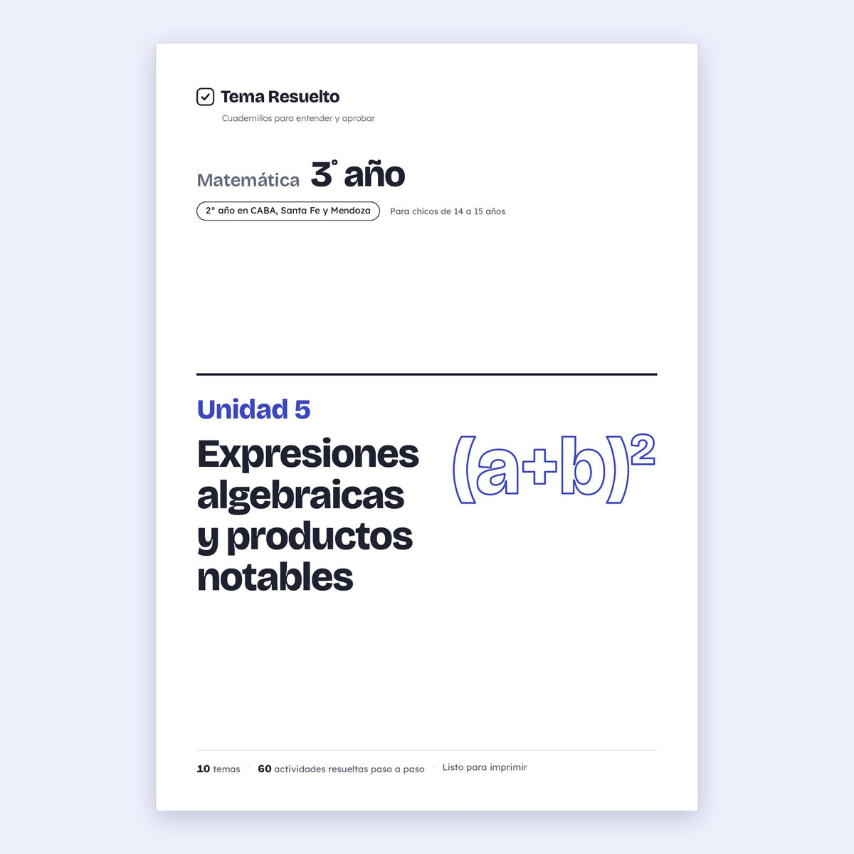 3er año (2do CABA) · Unidad 5: Productos notables – Portada
