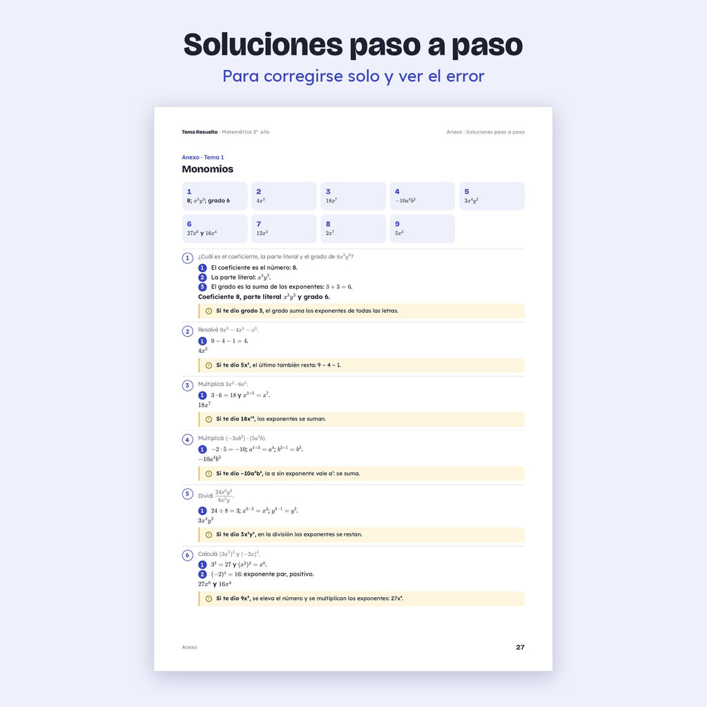 3er año (2do CABA) · Unidad 5: Ejercicios extra – Soluciones paso a paso