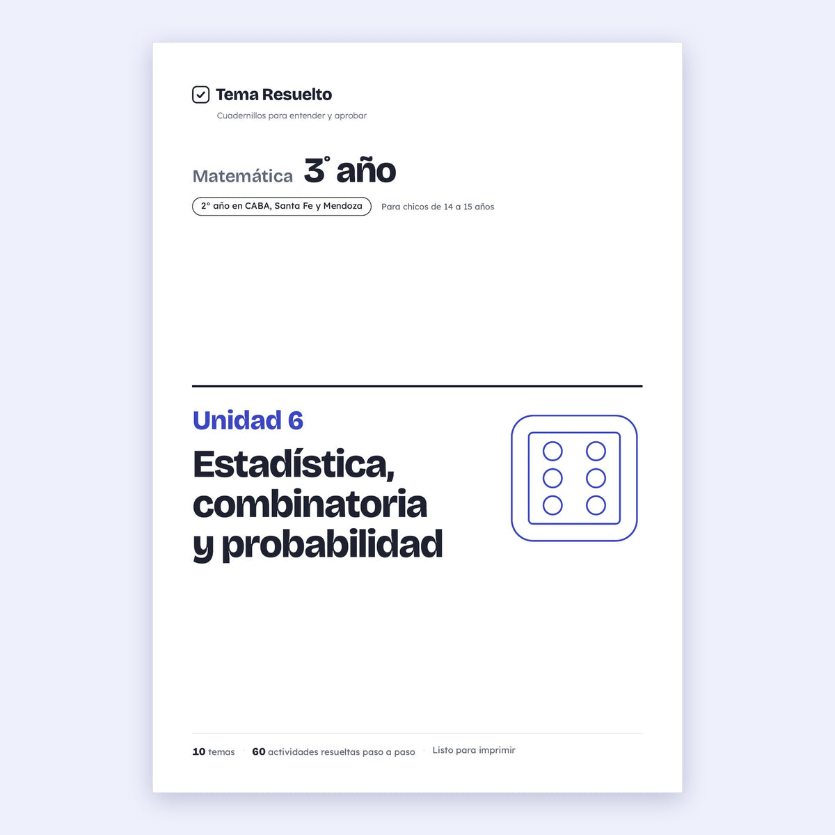 3er año (2do CABA) · Unidad 6: Estadística y probabilidad – Portada