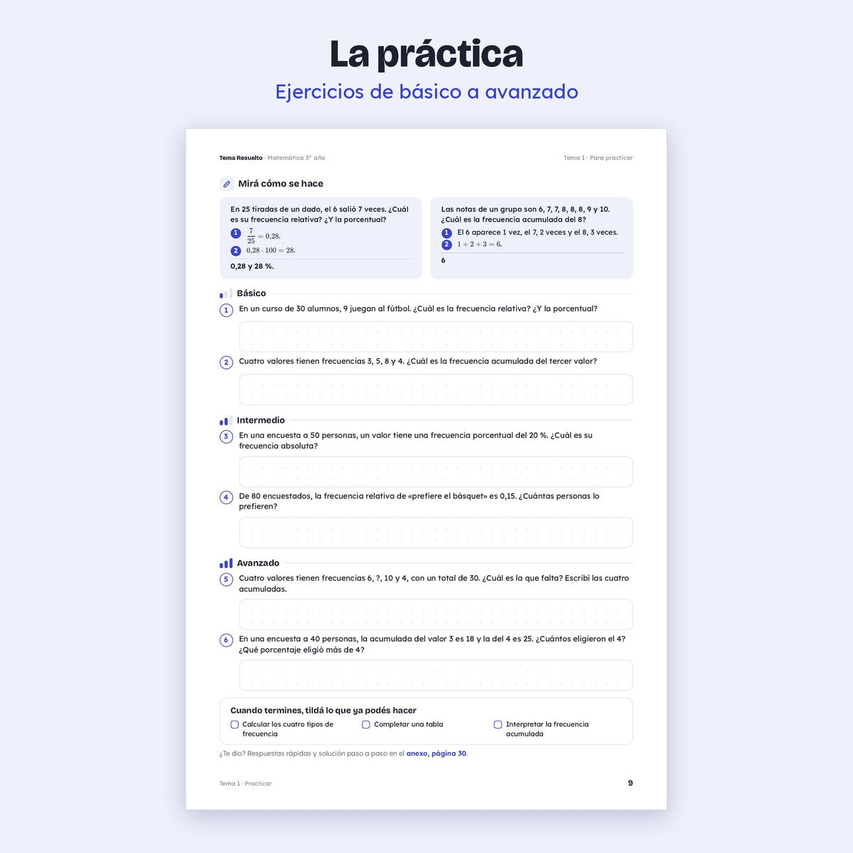 3er año (2do CABA) · Unidad 6: Estadística y probabilidad – Ejercicios de práctica