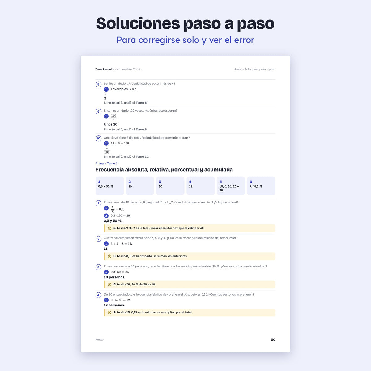 3er año (2do CABA) · Unidad 6: Estadística y probabilidad – Soluciones paso a paso