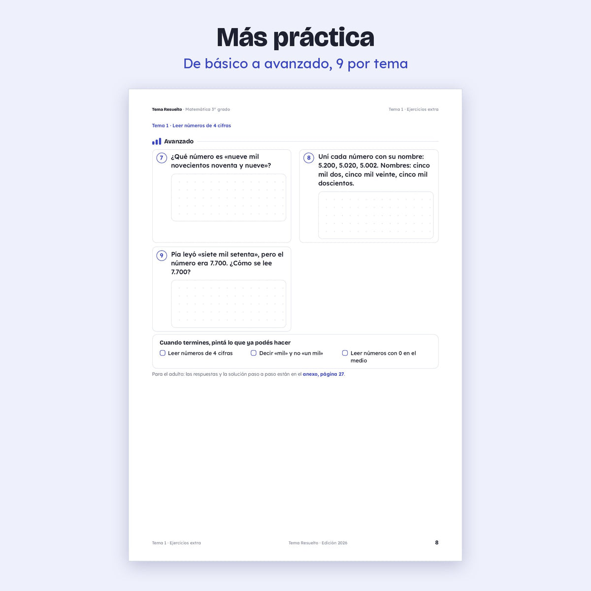 3er grado · Ejercicios extra del año