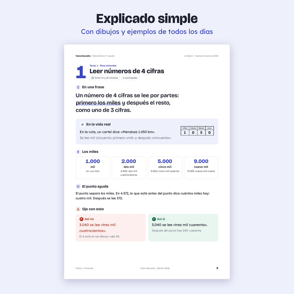 3er grado · Unidad 1: Números hasta 10.000