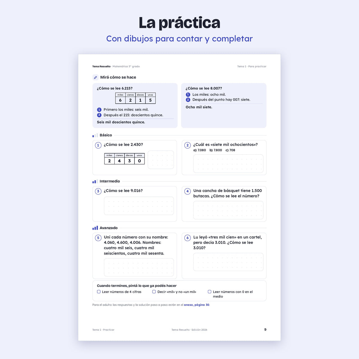 3er grado · Unidad 1: Números hasta 10.000