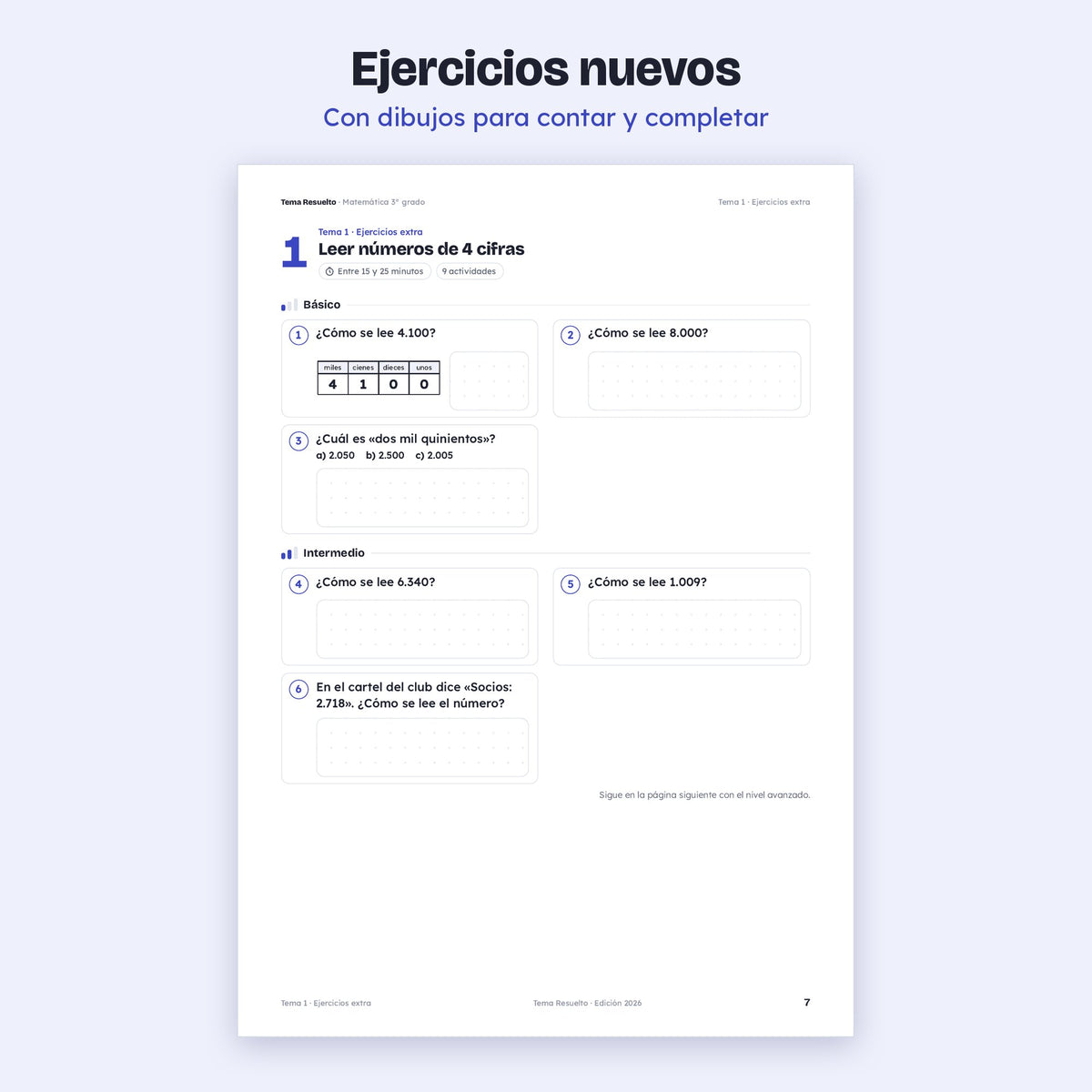 3er grado · Unidad 1: Ejercicios extra