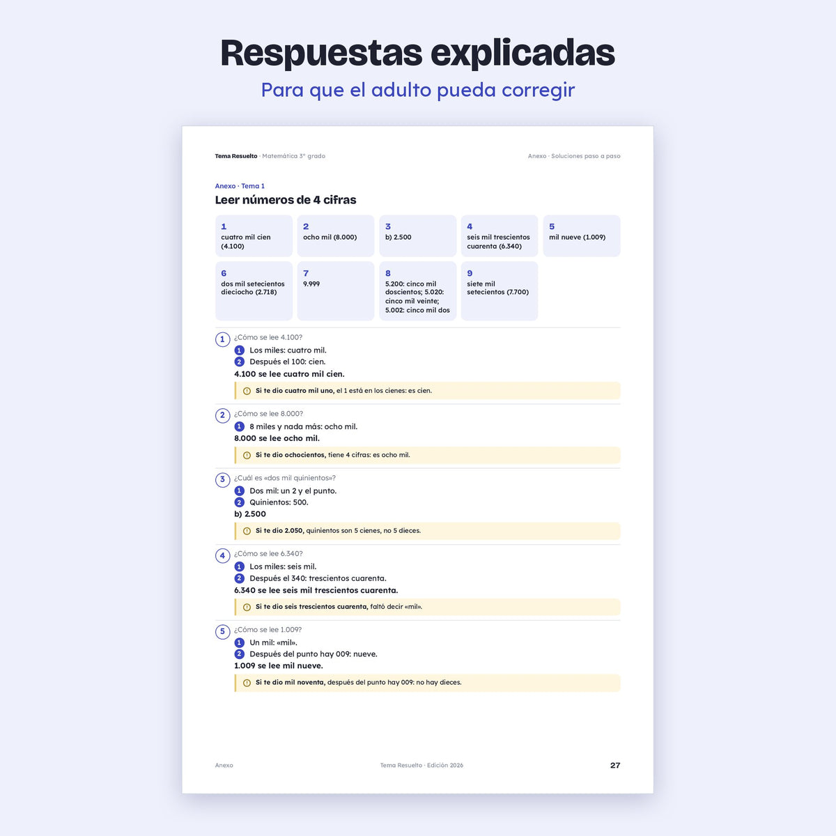 3er grado · Unidad 1: Ejercicios extra