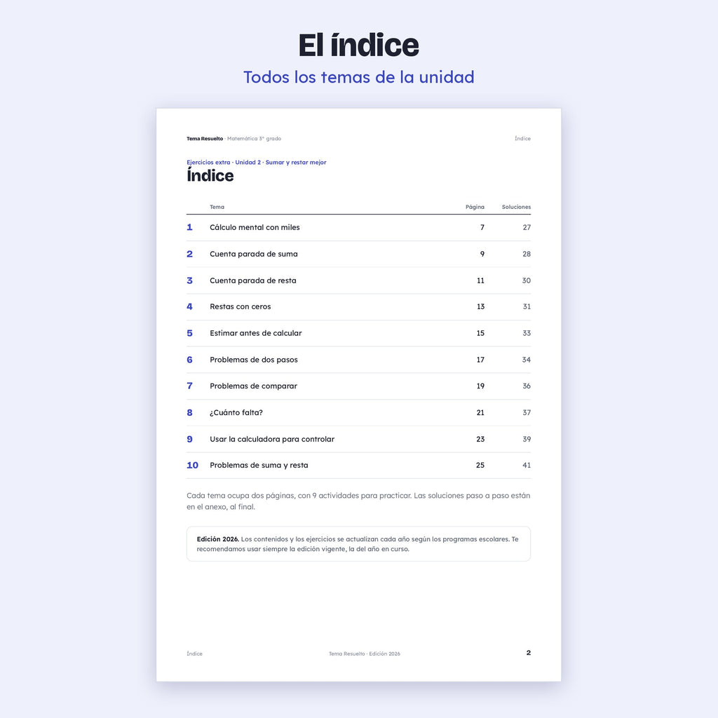 3er grado · Unidad 2: Ejercicios extra
