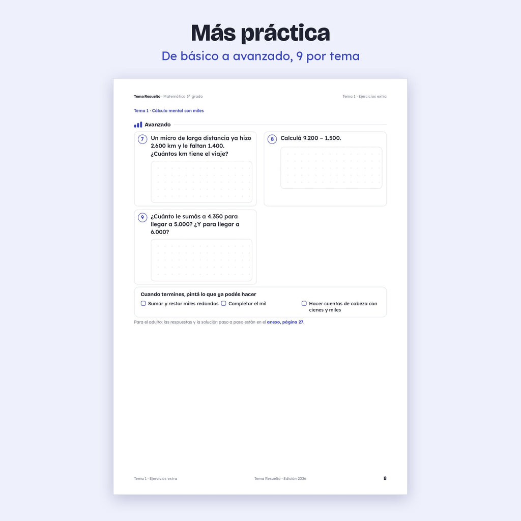 3er grado · Unidad 2: Ejercicios extra