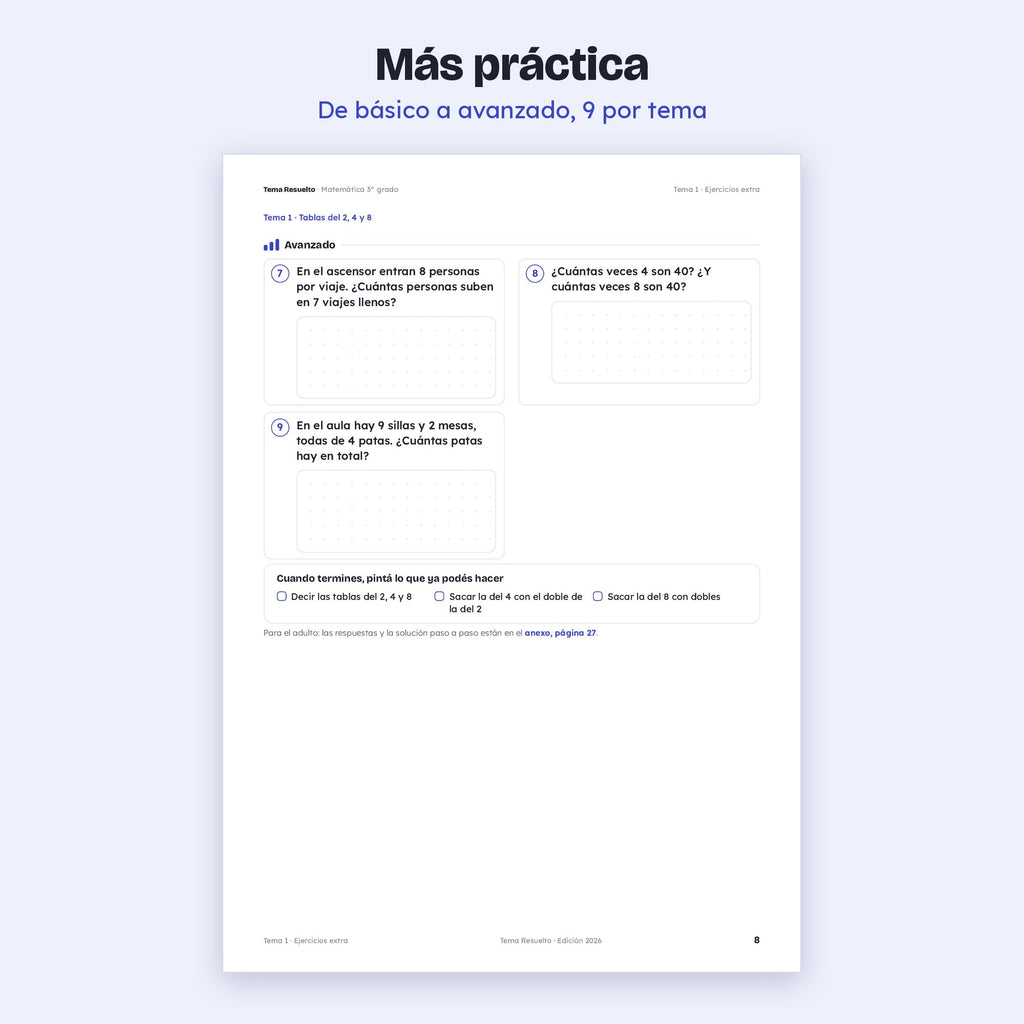 3er grado · Unidad 3: Ejercicios extra