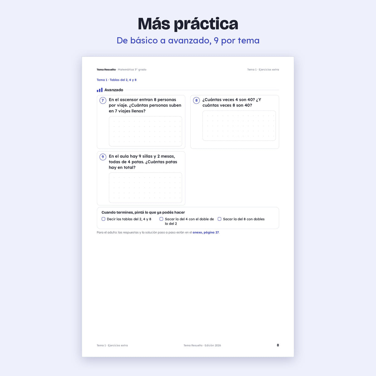 3er grado · Unidad 3: Ejercicios extra